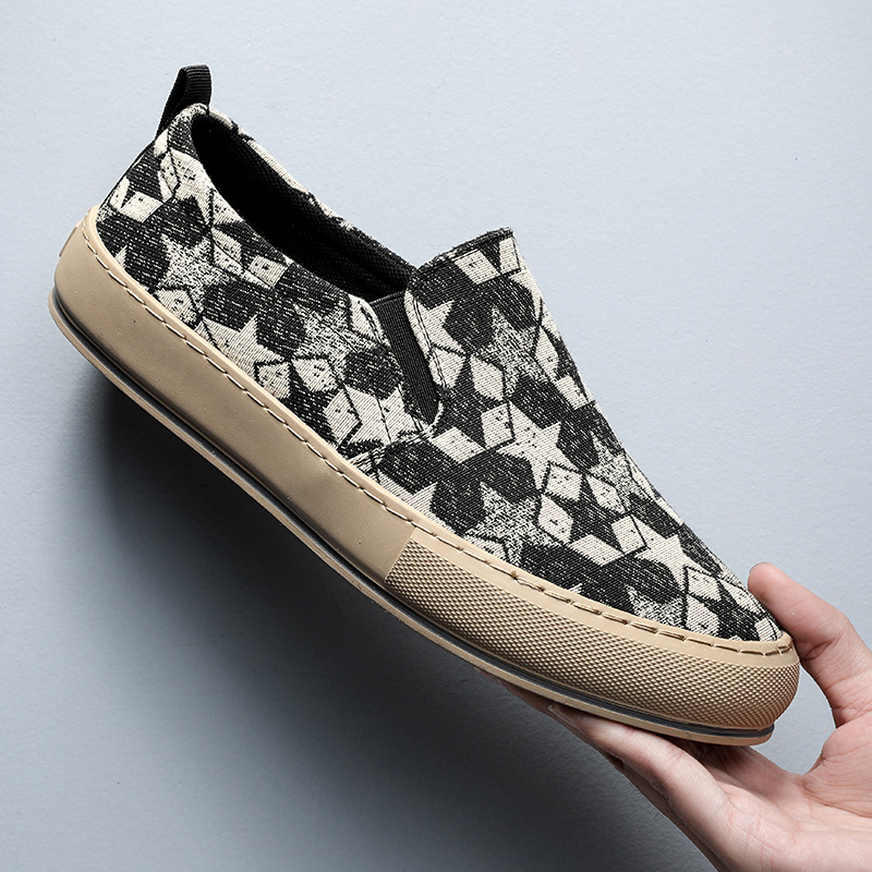 Muške platnene Slip-On tenisice - prozračne, casual, gumeni potplat, PU ulošak