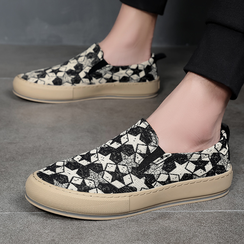 Muške platnene Slip-On tenisice - prozračne, casual, gumeni potplat, PU ulošak