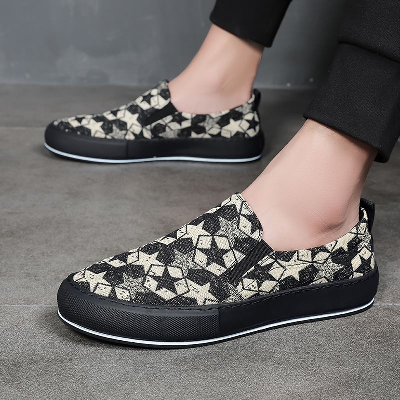 Muške platnene Slip-On tenisice - prozračne, casual, gumeni potplat, PU ulošak