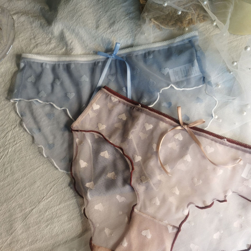 Chiloți pentru femei, stil japonez, dantelă jacquard, talie medie, căptușeală din bumbac, respirabil