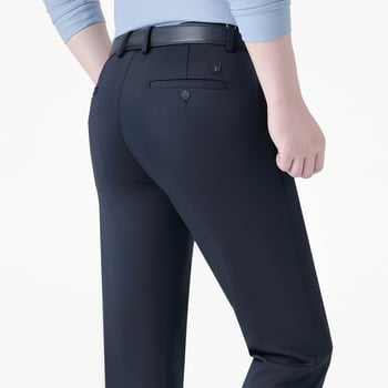 Pantaloni casual bărbați în stil coreean, croială dreaptă, talie medie-înaltă, fermoar, material gros