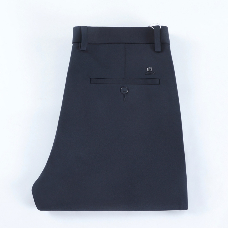 Pantaloni casual bărbați în stil coreean, croială dreaptă, talie medie-înaltă, fermoar, material gros