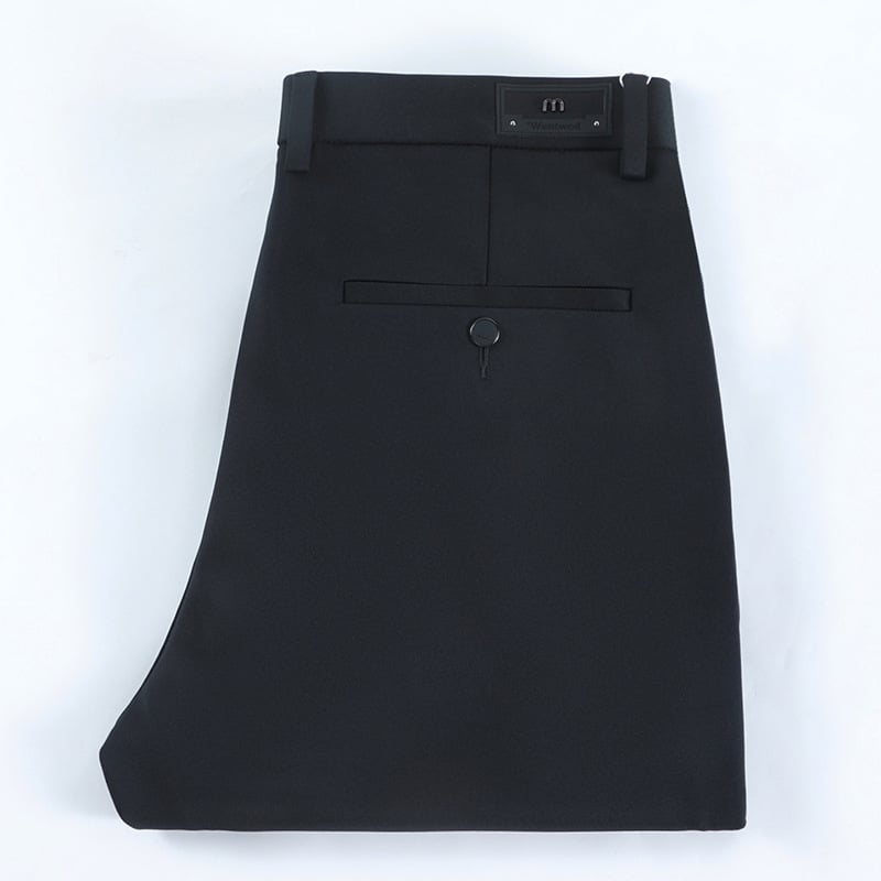 Pantaloni casual bărbați în stil coreean, croială dreaptă, talie medie-înaltă, fermoar, material gros