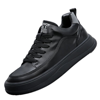 Adidași bărbați cu talpă groasă - piele sintetică, vârf rotund, PU branț, talpă din cauciuc, închidere cu șireturi