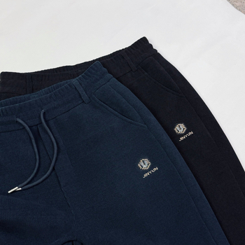 Pantaloni de iarnă pentru bărbați, stil casual-business, căptușeală din fleece, din amestec de bumbac, talie înaltă cu curea, închidere cu șnur, croială lejeră drept