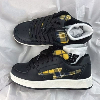 Adidași unisex cu talpă groasă, design în carouri, partea superioară din PU artificial, talpă din cauciuc, șireturi