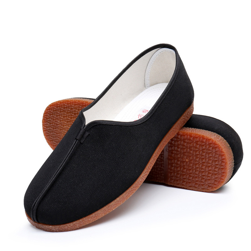 Pantofi de bumbac pentru bărbați, Stil Beijing vechi, Vârf rotund, Părtea superioară din bumbac, Talpă din tendoane de vițel, Înălțime joasă, Turnare prin injecție