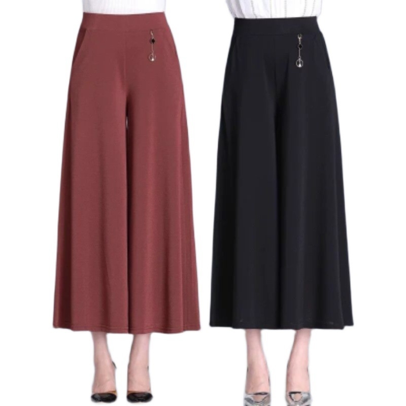 Casual hlače za žene plus veličine, poliester, cropped, visok pas, ravni kroj, opuštena silueta