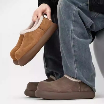 Muške zimske slip-on mokasine s flis izolacijom, gornji dio od umjetne kože, gumena potplat, okrugli vrh, debela potplat