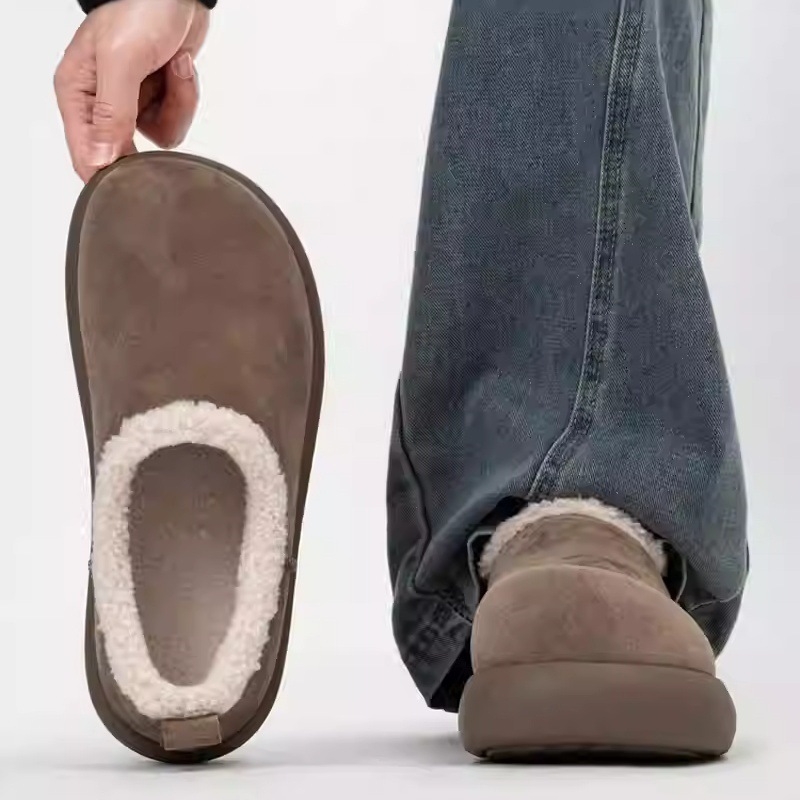 Muške zimske slip-on mokasine s flis izolacijom, gornji dio od umjetne kože, gumena potplat, okrugli vrh, debela potplat