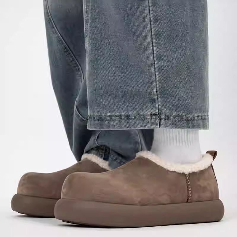 Muške zimske slip-on mokasine s flis izolacijom, gornji dio od umjetne kože, gumena potplat, okrugli vrh, debela potplat