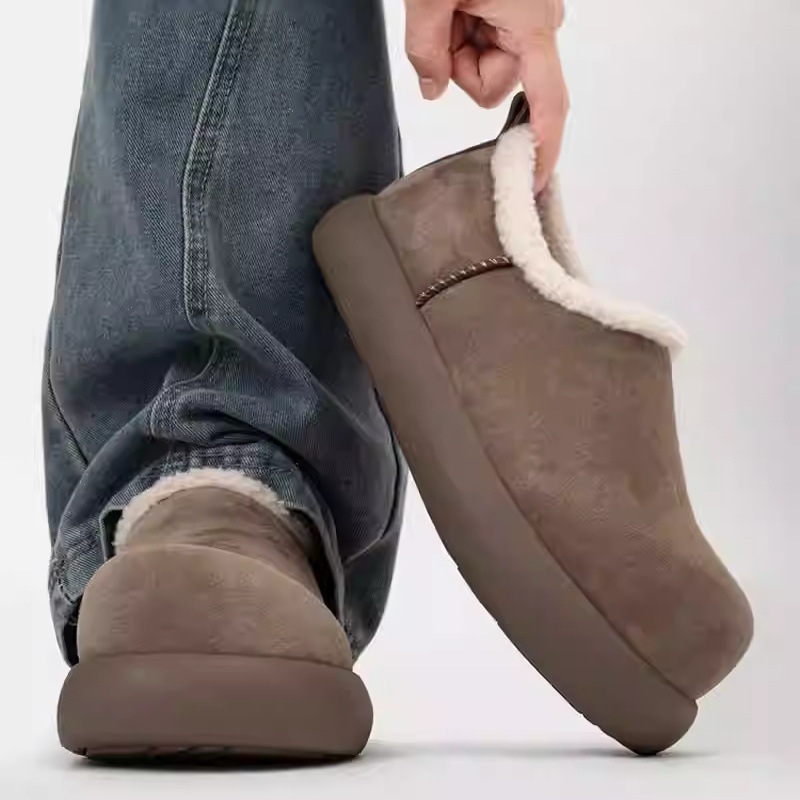 Muške zimske slip-on mokasine s flis izolacijom, gornji dio od umjetne kože, gumena potplat, okrugli vrh, debela potplat