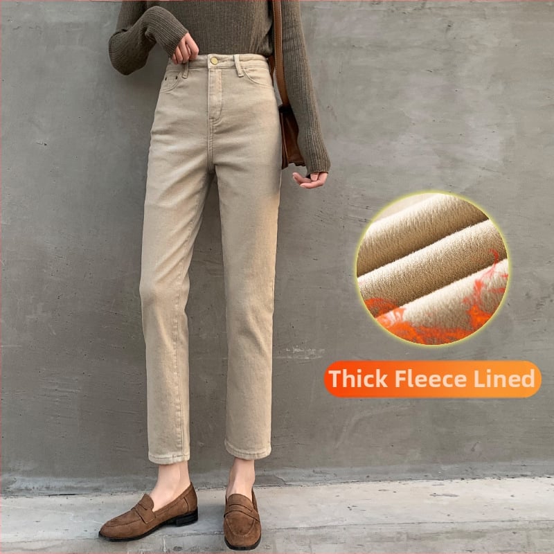 Дънкови панталони тип цигари - висока талия, дължина 3/4, полиестер 30–50%, средна дебелина, триизмерно декориране