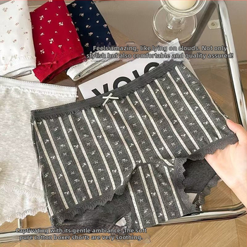 Dievčenské bavlnené boxerkové nohavičky s kvetinovým vzorom, antibakteriálne, priedušné, rýchloschnúce; vysoký pás; hlavná látka 90–95% bavlna; výstelka v rozkroku 100% bavlna