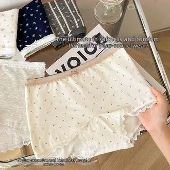 Dievčenské bavlnené boxerkové nohavičky s kvetinovým vzorom, antibakteriálne, priedušné, rýchloschnúce; vysoký pás; hlavná látka 90–95% bavlna; výstelka v rozkroku 100% bavlna