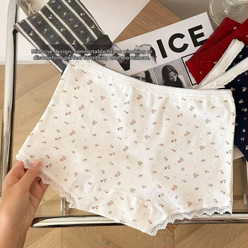 Dievčenské bavlnené boxerkové nohavičky s kvetinovým vzorom, antibakteriálne, priedušné, rýchloschnúce; vysoký pás; hlavná látka 90–95% bavlna; výstelka v rozkroku 100% bavlna