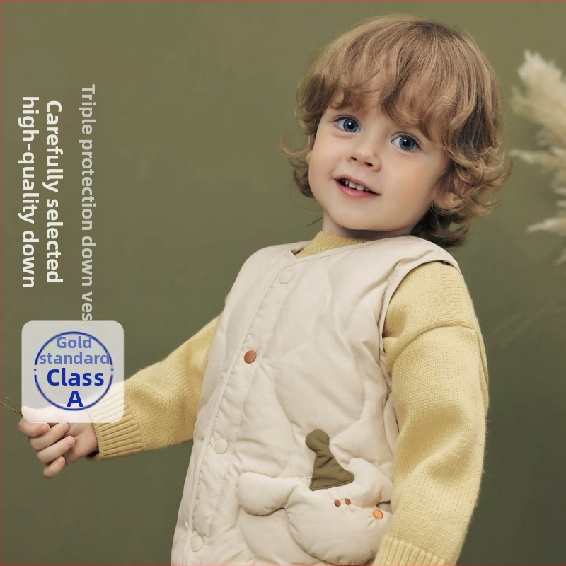 Detská vesta z páperia, bez rukávov, 95% páperia, podšívka bavlna, vonkajšia bavlna, bez kapucne, jar 2025