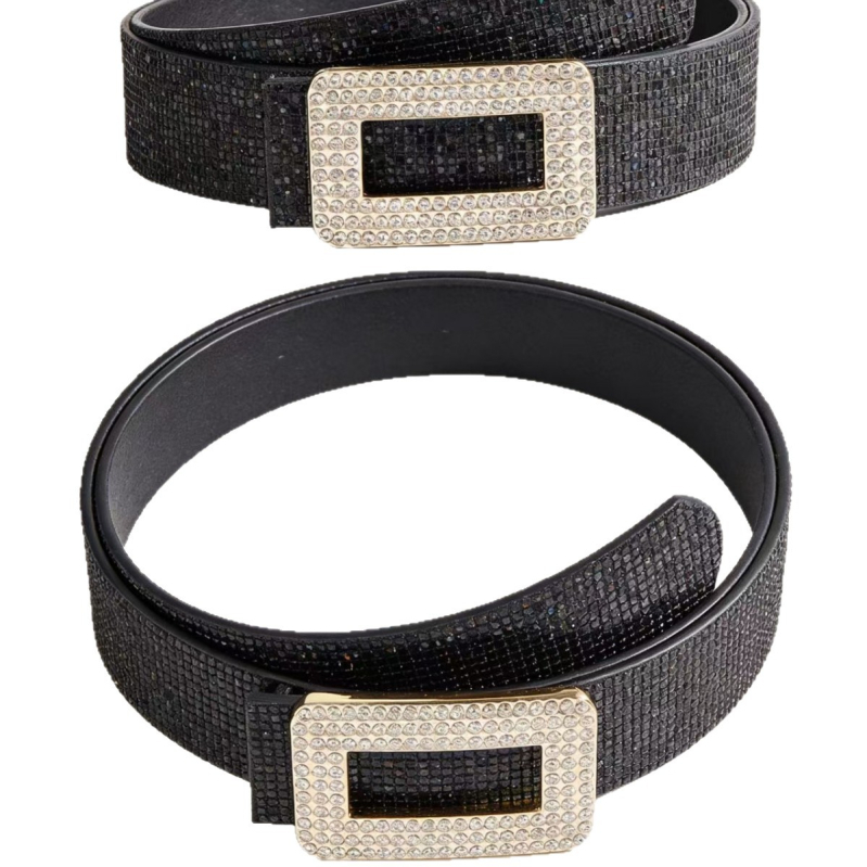 Γυναικείο φόρεμα με ζώνη από τεχνητό δέρμα, διακοσμημένο με χάντρες και κρύσταλλα, φτερωτή άκρη, κούμπωμα snap, μήκος 105 cm