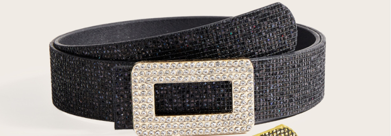 Γυναικείο φόρεμα με ζώνη από τεχνητό δέρμα, διακοσμημένο με χάντρες και κρύσταλλα, φτερωτή άκρη, κούμπωμα snap, μήκος 105 cm