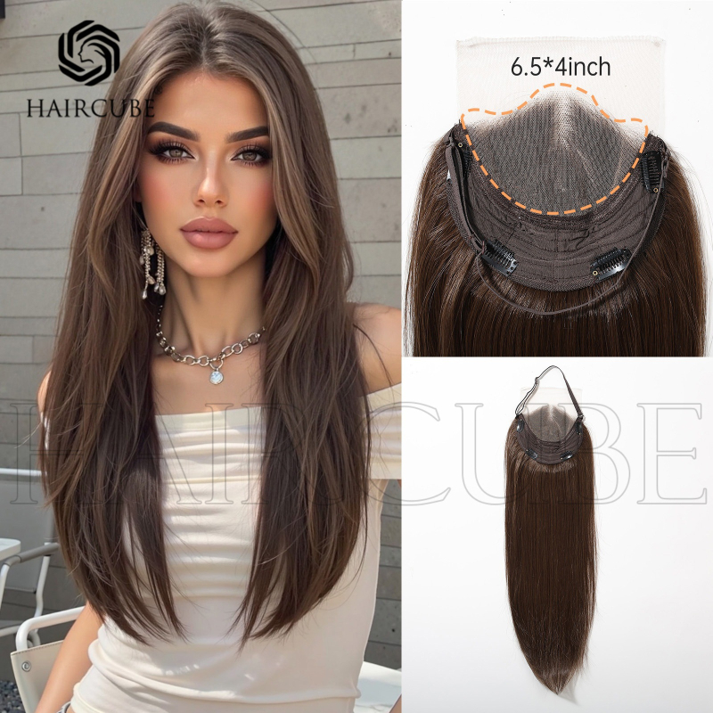 Haircube komad ljudskih kose s nevidljivom čipkom na liniji kose, srednja partija, ravna kosa, model Lx-stlf1001-2br24, porijeklo Zhejiang