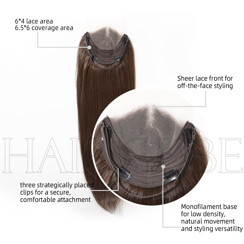 Haircube komad ljudskih kose s nevidljivom čipkom na liniji kose, srednja partija, ravna kosa, model Lx-stlf1001-2br24, porijeklo Zhejiang