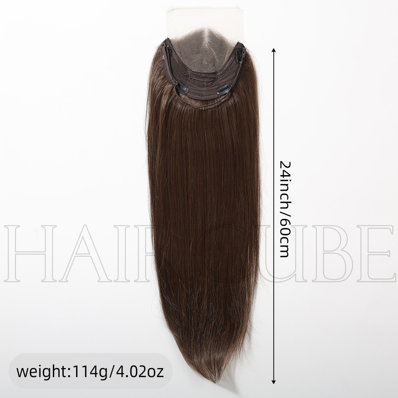 Haircube komad ljudskih kose s nevidljivom čipkom na liniji kose, srednja partija, ravna kosa, model Lx-stlf1001-2br24, porijeklo Zhejiang
