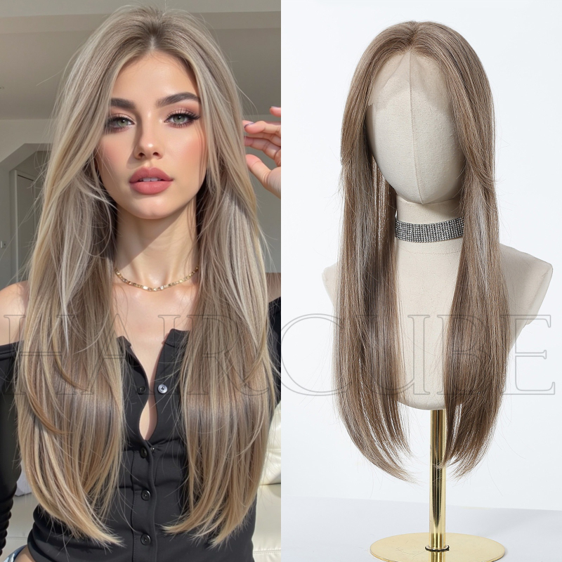 Haircube komad ljudskih kose s nevidljivom čipkom na liniji kose, srednja partija, ravna kosa, model Lx-stlf1001-2br24, porijeklo Zhejiang
