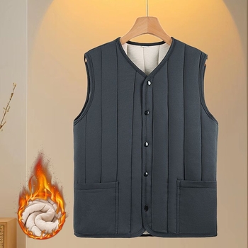 Ανδρικό γιλέκο με κουκούλα, μήκους στη μέση, από μαλλί με επένδυση βαμβακιού, παχύτερο για φθινόπωρο-χειμώνα