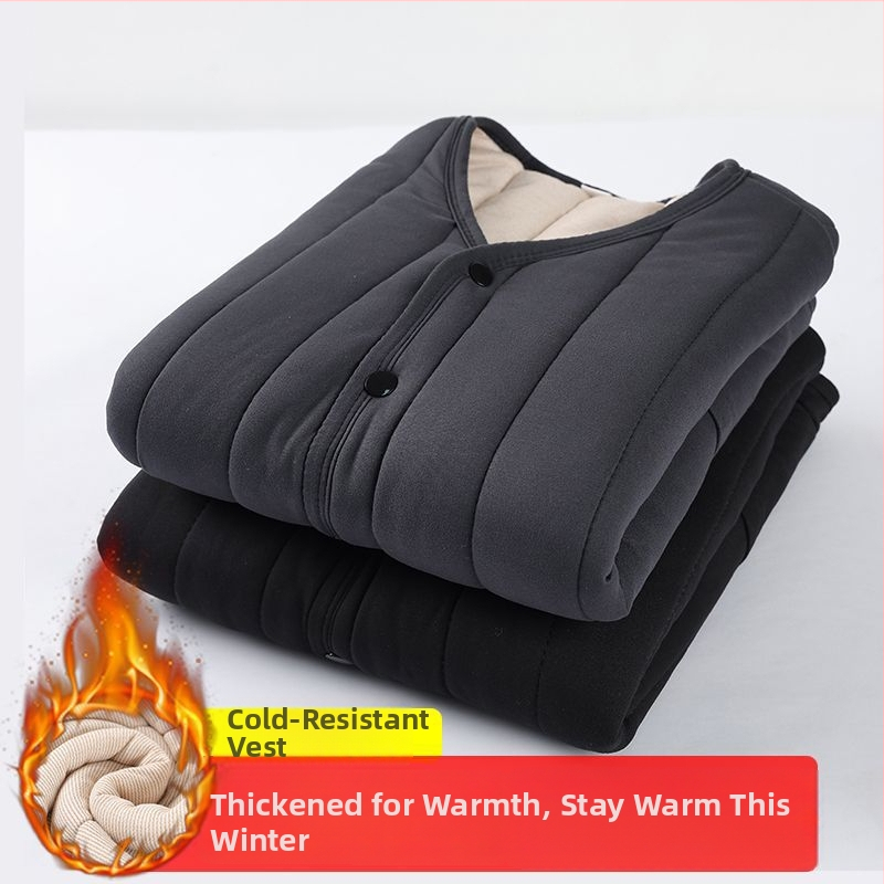 Pánska kapucňová vesta s dĺžkou v páse, vlnený vonkajší materiál a bavlnená výplň, hrubá na jeseň a zimu