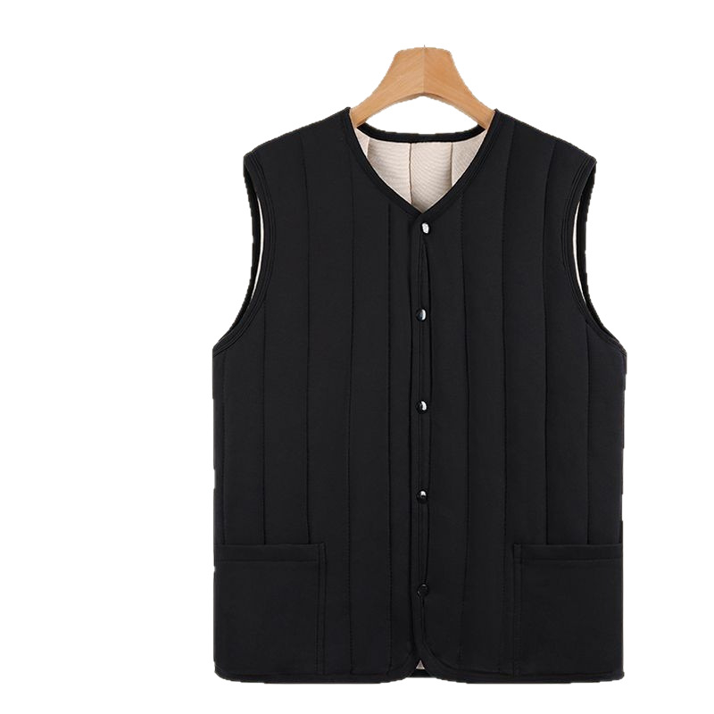 Ανδρικό γιλέκο με κουκούλα, μήκους στη μέση, από μαλλί με επένδυση βαμβακιού, παχύτερο για φθινόπωρο-χειμώνα