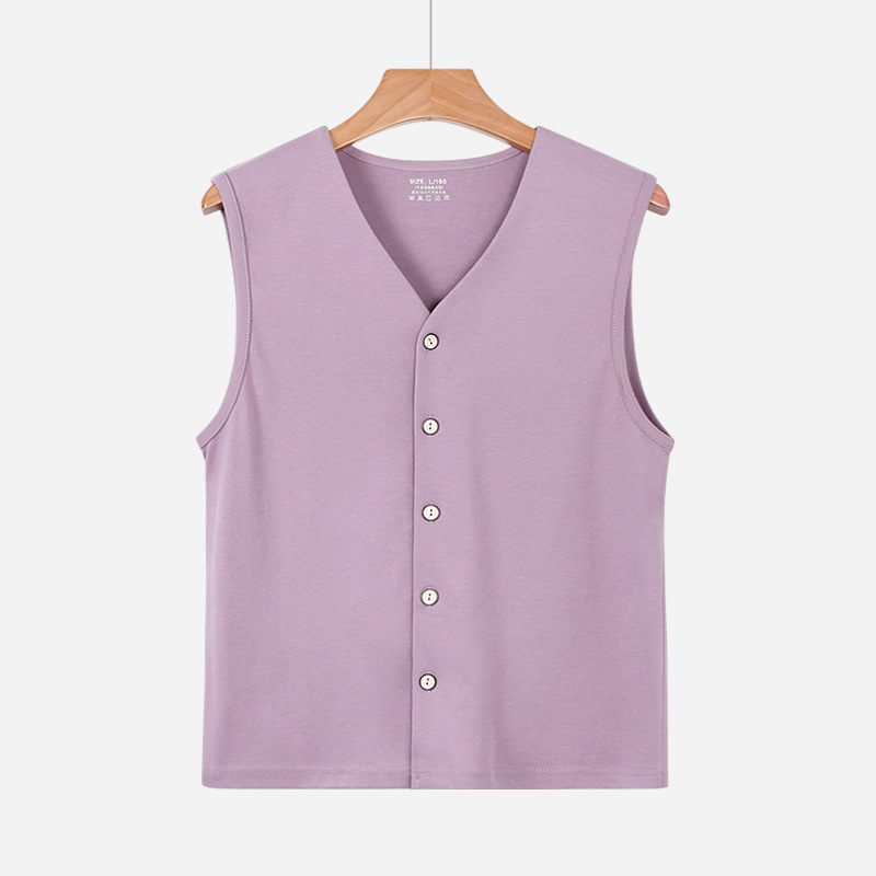 Ženski pamučni kardigan-vest, debeli za toplinu, jednostavan stil, ekološki materijal; duljina 50–65 cm
