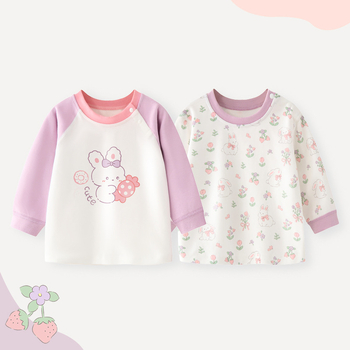 Top de toamnă-primăvară din bumbac, 100% bumbac, guler rotund, pentru fete 1–3 ani, fără glugă