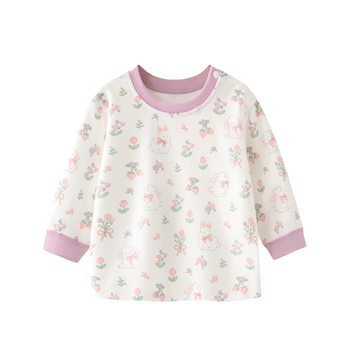 Top de toamnă-primăvară din bumbac, 100% bumbac, guler rotund, pentru fete 1–3 ani, fără glugă