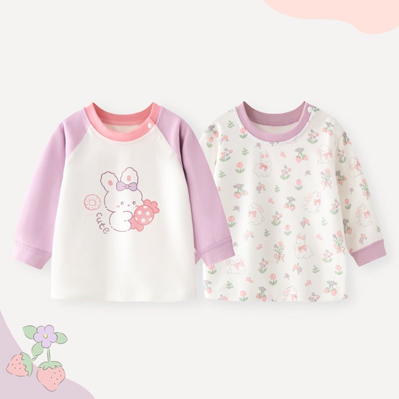 Top de toamnă-primăvară din bumbac, 100% bumbac, guler rotund, pentru fete 1–3 ani, fără glugă