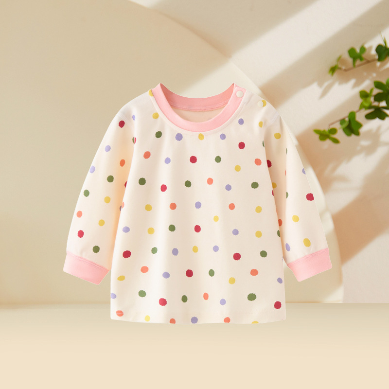 Top de toamnă-primăvară din bumbac, 100% bumbac, guler rotund, pentru fete 1–3 ani, fără glugă