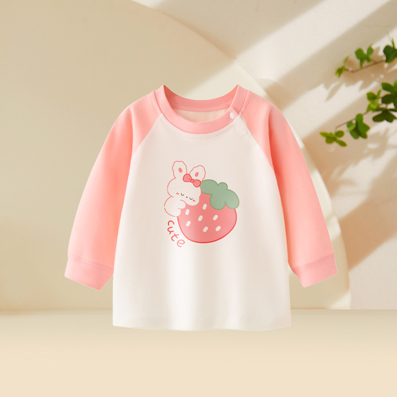 Top de toamnă-primăvară din bumbac, 100% bumbac, guler rotund, pentru fete 1–3 ani, fără glugă