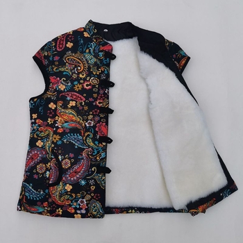 Жилет от вълна с козина, стил кардиган със стойкова яка, за възрастни жени, предно закопчаване на едно копче