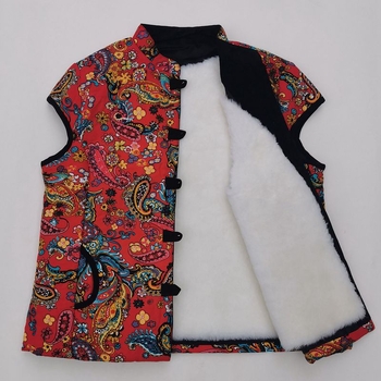 Жилет от вълна с козина, стил кардиган със стойкова яка, за възрастни жени, предно закопчаване на едно копче