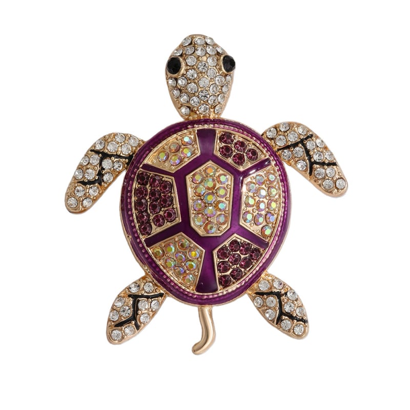 Костенуркова брошка, цинкова сплав, инкрустирани диаманти, декоративна и символична, унисекс аксесоар