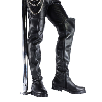 Martin csizmák térd fölötti, felsőrésze kétoldalas borjúbőrből, kerek orr, vastag sarok 3–5 cm, gumitalp