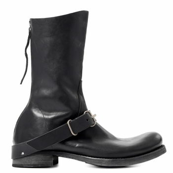 Jazdecké čižmy so zadným zipsom, stredný výšky šľapu, stredný podpätok, kožený remienok, gumová podrážka