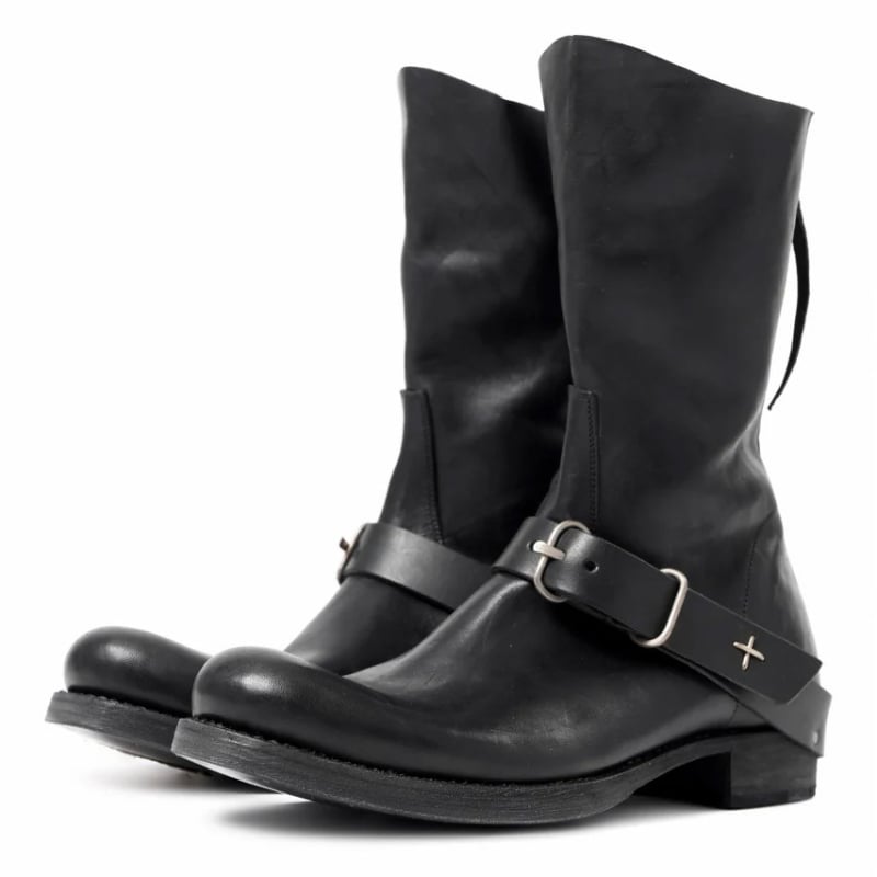 Jazdecké čižmy so zadným zipsom, stredný výšky šľapu, stredný podpätok, kožený remienok, gumová podrážka