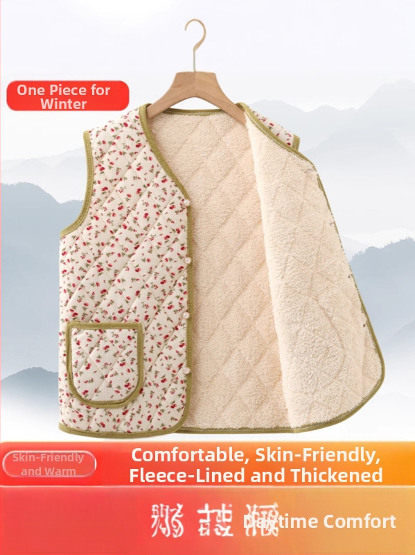 Дамска безрукавка Corduroy cardigan с флорална шарка, V-образно деколте, дължина 50–65 cm