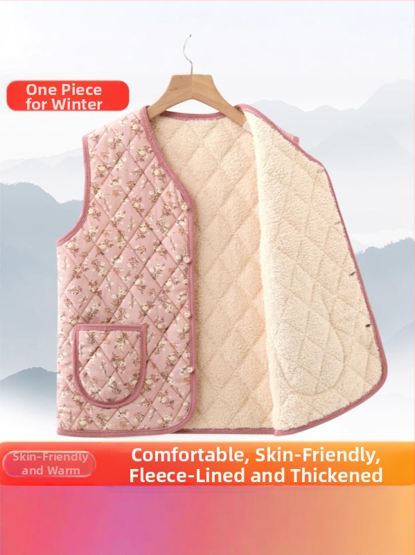 Дамска безрукавка Corduroy cardigan с флорална шарка, V-образно деколте, дължина 50–65 cm