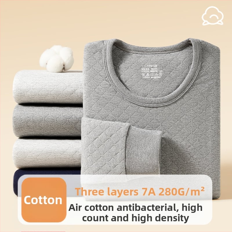 Muški termalni set donjeg rublja, trostruko složen quilted materijal, 280 g, 100% pamuk, antibakterijski 7A, zadržava toplinu
