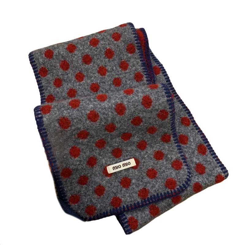 Шал от вълнена смес, двойно лице с точкова шарка, топъл за зимата, стилен и универсален