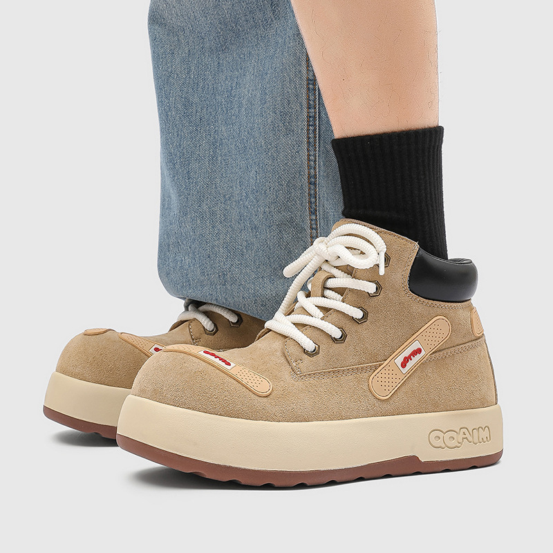 Unisex Martin čizme s nubuk kožom od krave, gumeni đon, peta 3–5 cm, srednja duljina potkoljenice