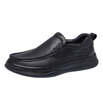 Kožne muške slip-on cipele, mekani potplat, okrugli vrh, gumeni potplat, ravna peta