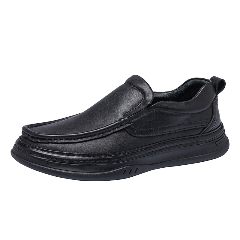 Kožne muške slip-on cipele, mekani potplat, okrugli vrh, gumeni potplat, ravna peta