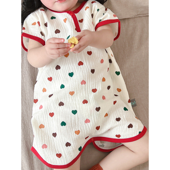 Κοριτσίστικο ολόσωμο νυχτικό για καλοκαίρι, Modal ύφασμα, κοντά μανίκια, αφηρημένο μοτίβο, φιλικό προς το δέρμα, για 8+ ετών (άνω των 140 εκ.)